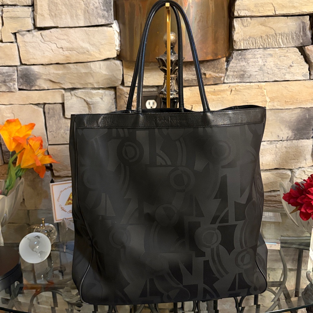 Salvatore Ferragamo Black Leather Tote Bag